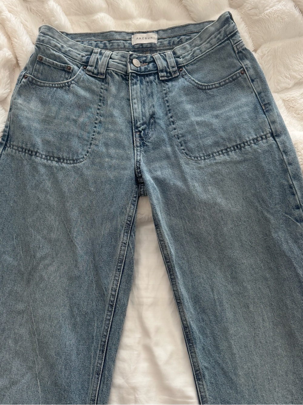 PacSun Women's Light Wash Boyfriend Jeans with Front Patch Pockets